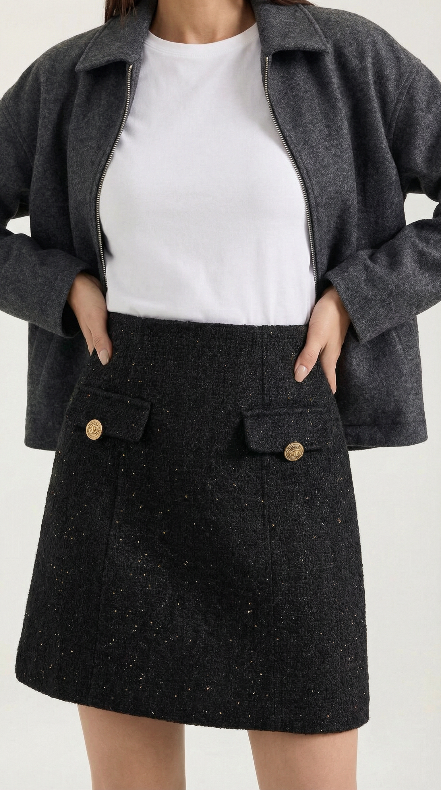 Mini falda con acabado brillante sofisticado