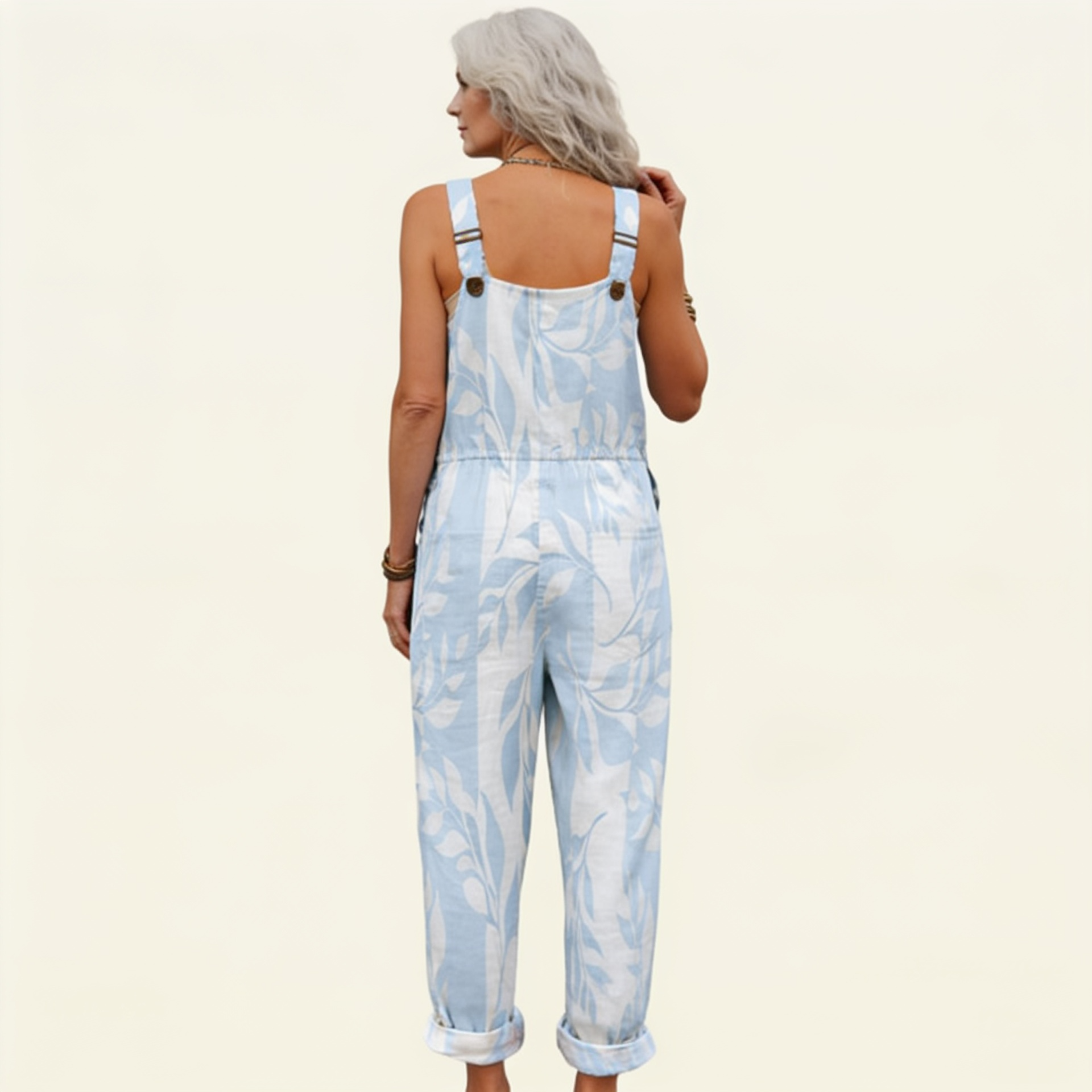Naomi | Peto con motivo de hojas en azul celeste