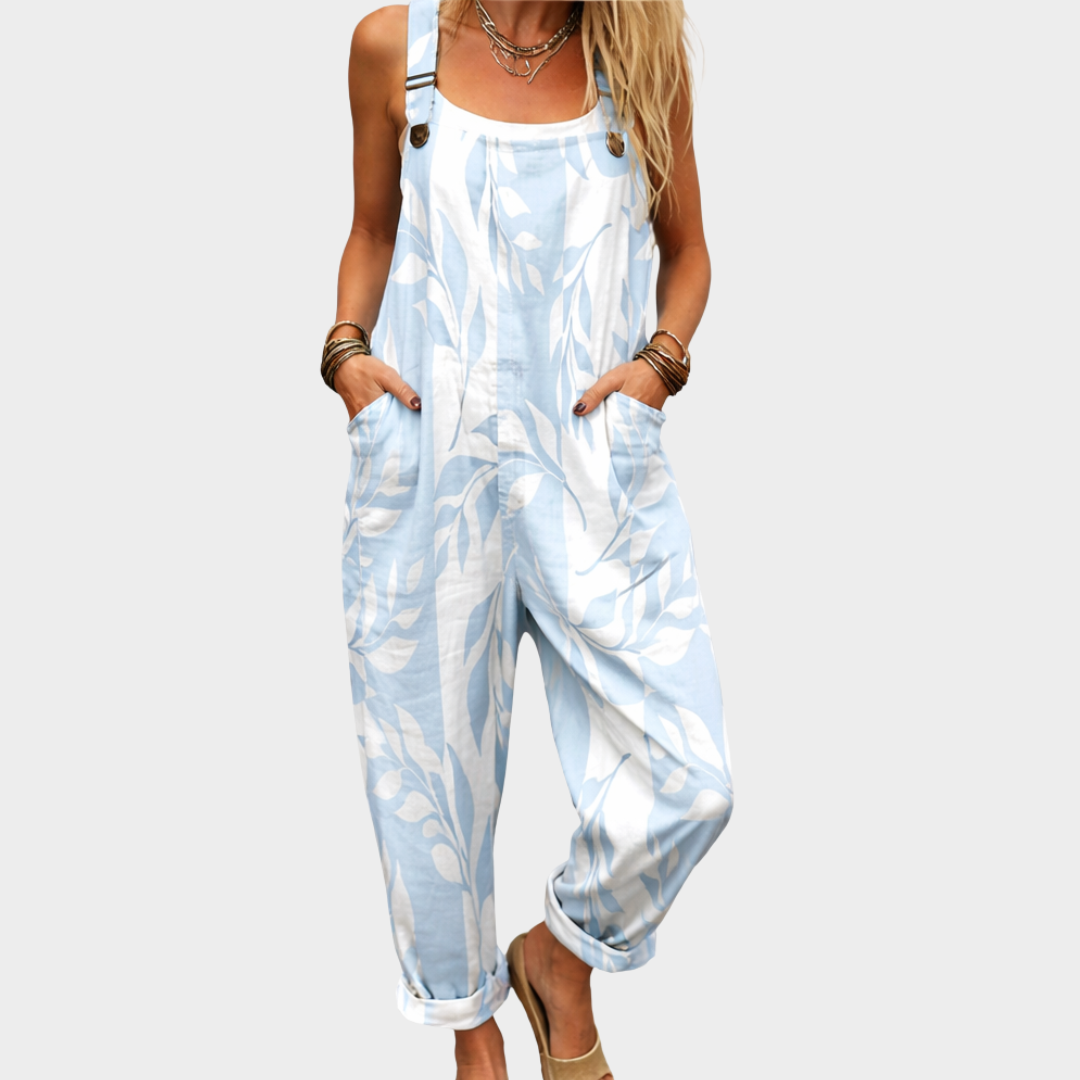 Naomi | Peto con motivo de hojas en azul celeste
