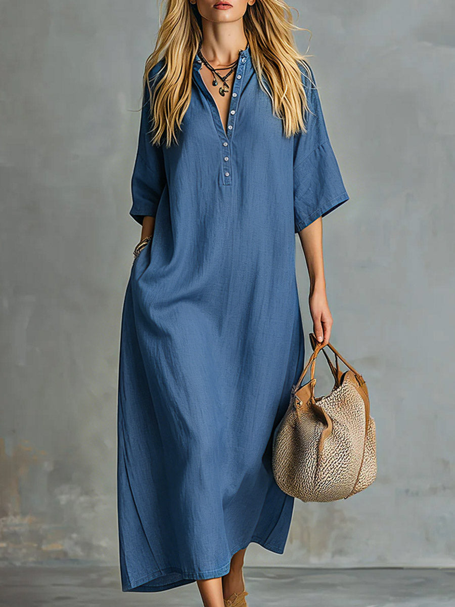 Vestido Maxi Denim Tencel