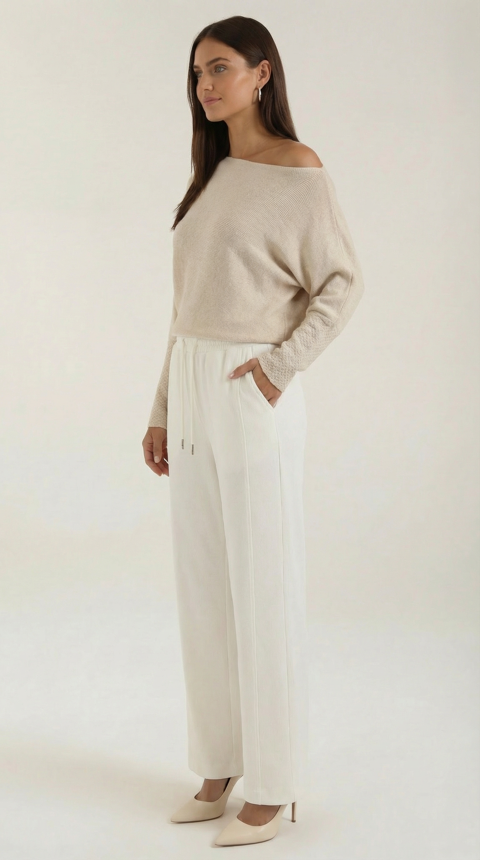 Pantalón ancho con cordón de estilo casual