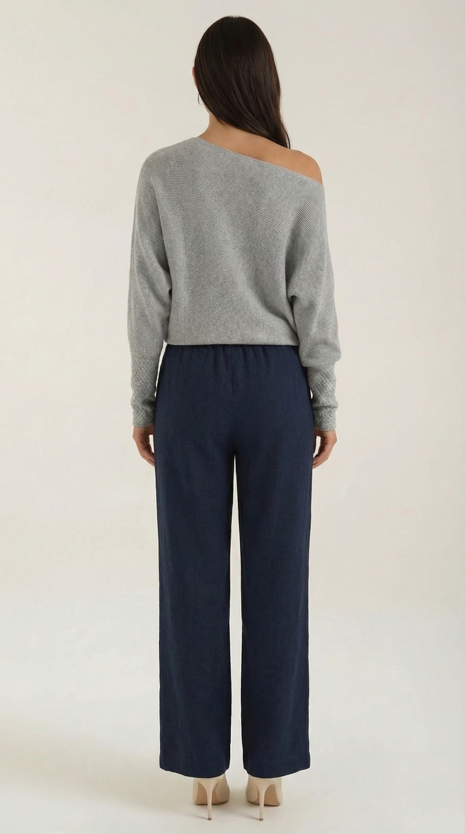 Pantalón ancho con cordón de estilo casual