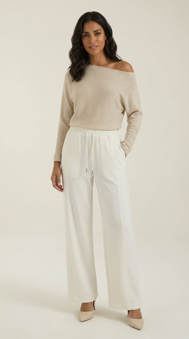 Pantalón ancho con cordón de estilo casual