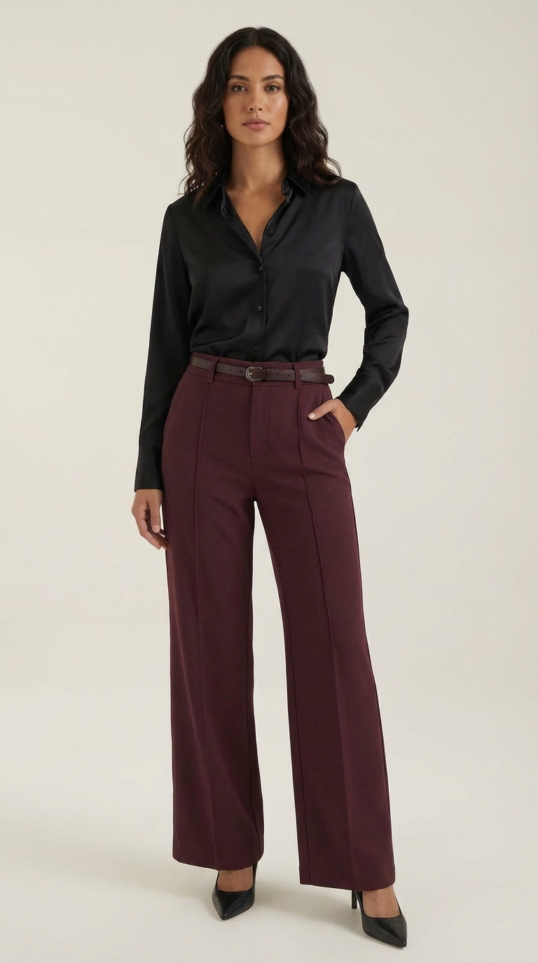 Pantalón ancho de tejido fluido