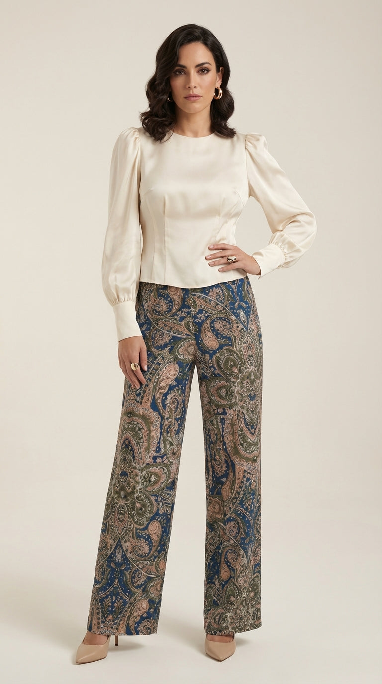 Pantalón con estampado paisley de inspiración bohemia