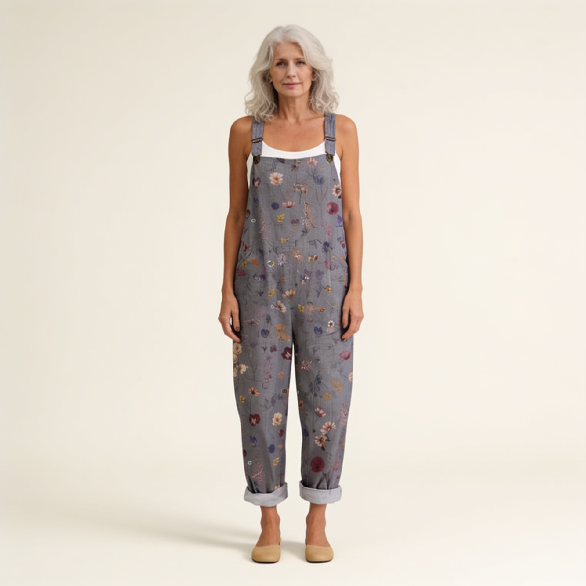 Rebecca | Peto con flores bohemias grises