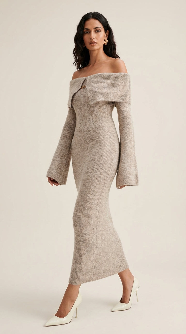 Vestido Ajustado de Hombros Descubiertos