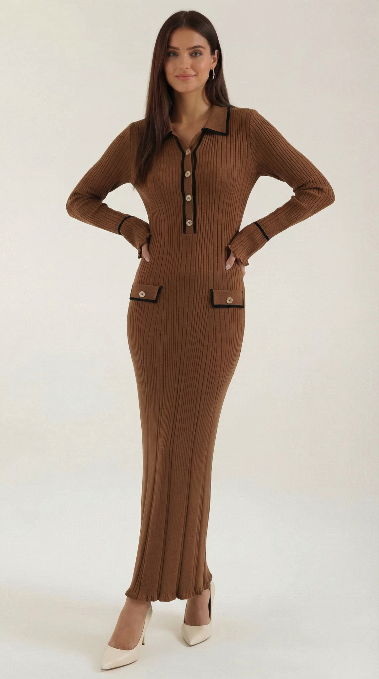 Vestido maxi ajustado de silueta definida