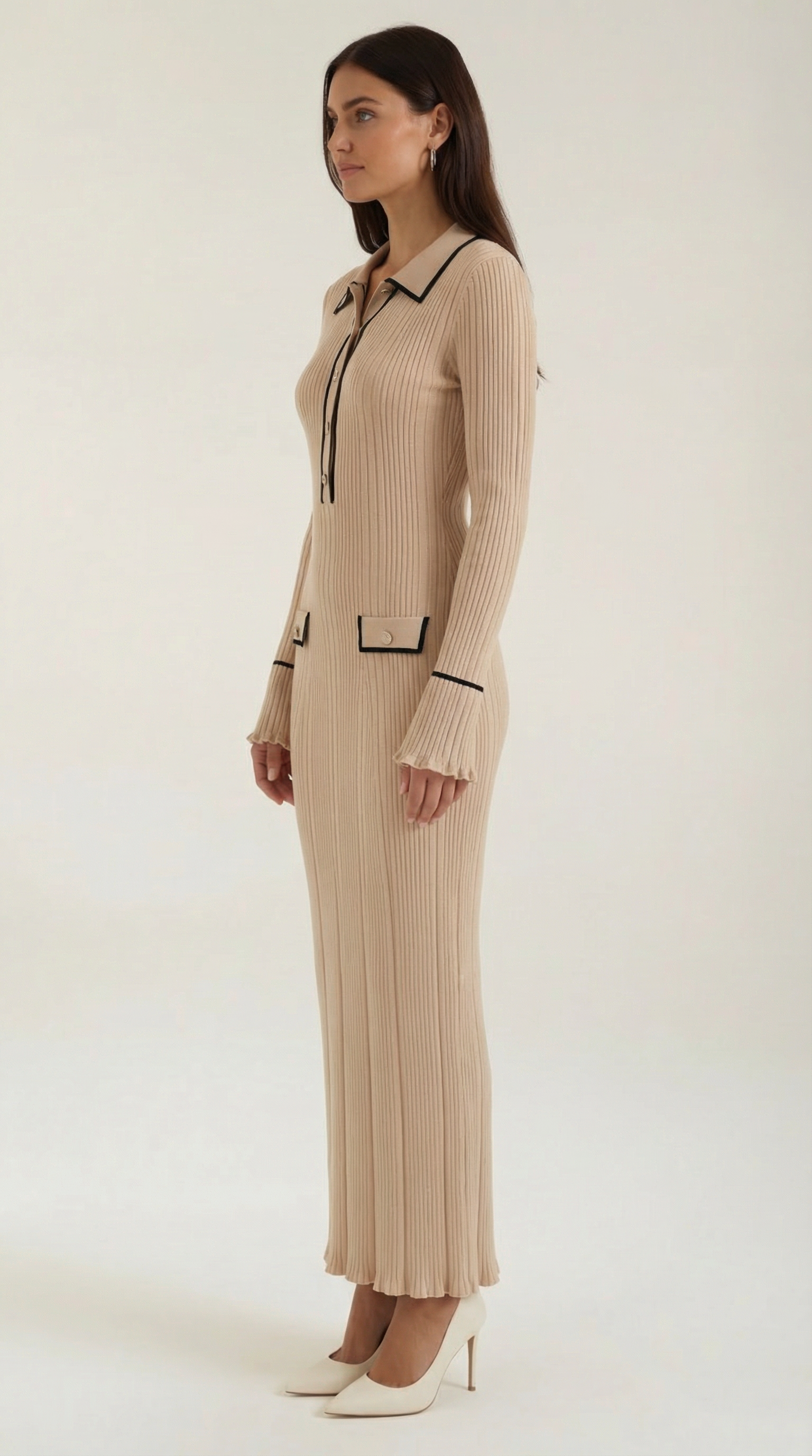Vestido maxi ajustado de silueta definida