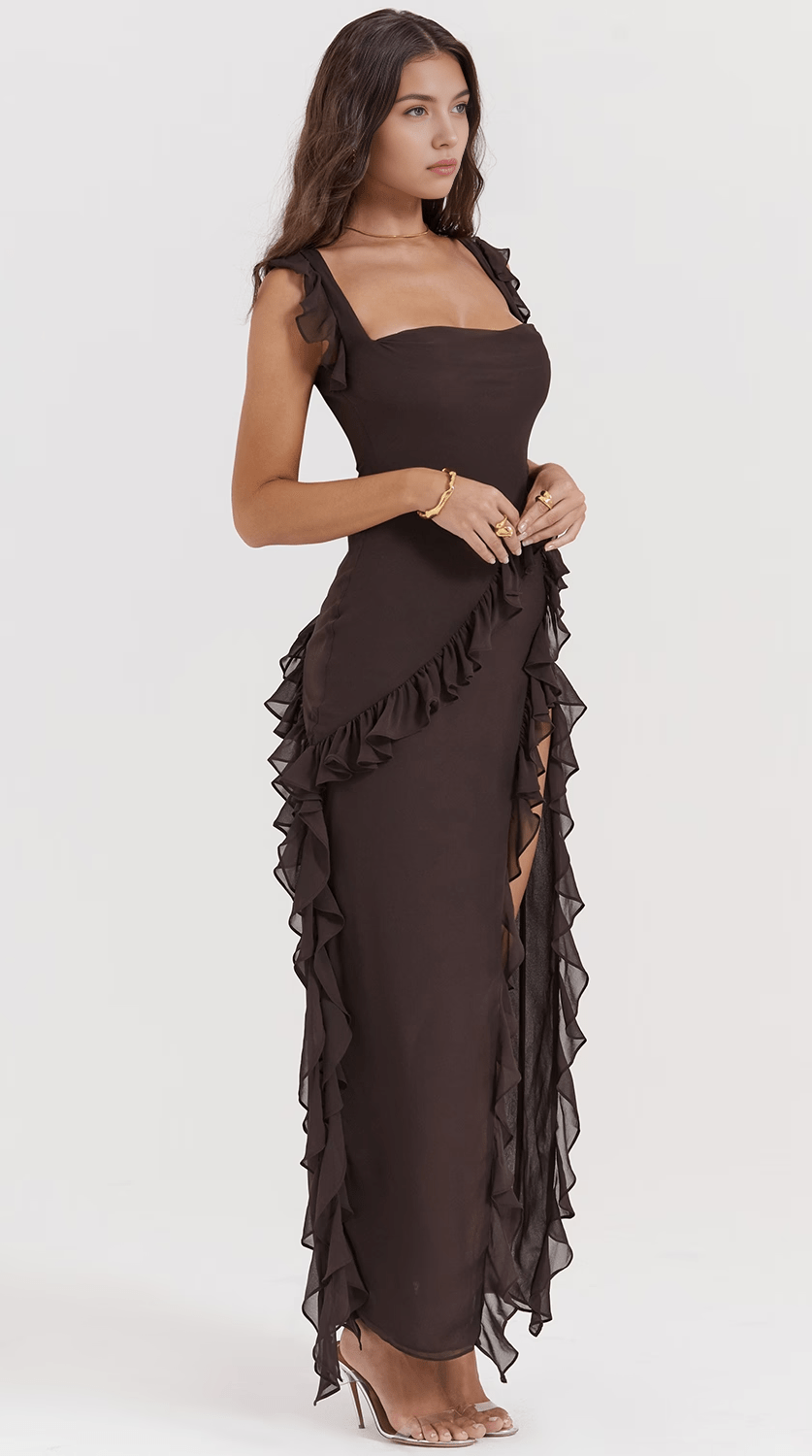 Vestido maxi de caída fluida artesanal