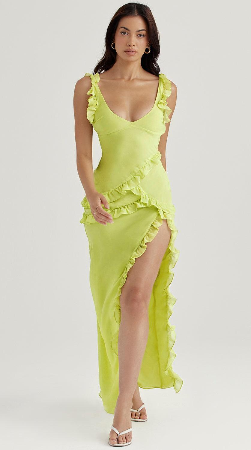 Vestido maxi de caída fluida artesanal