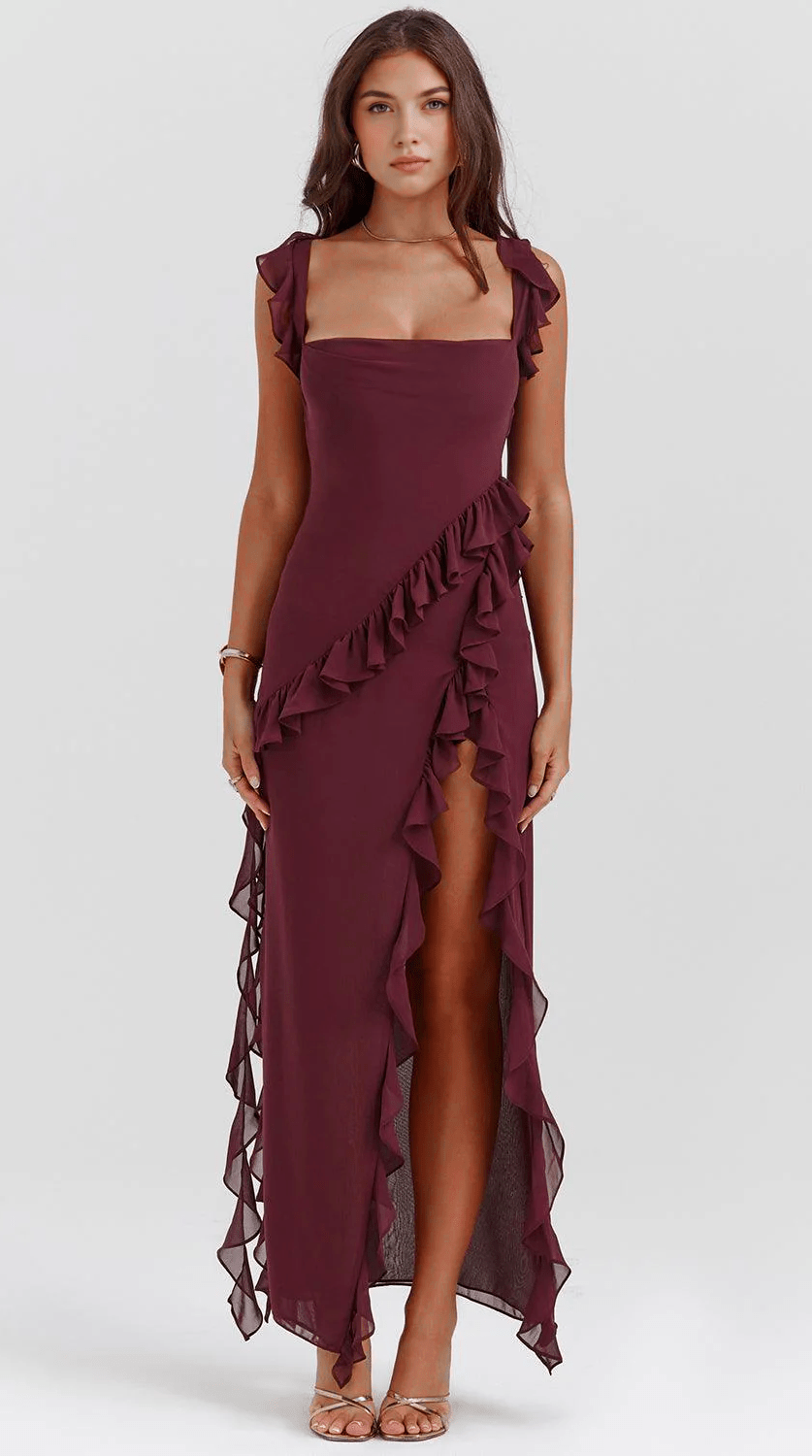 Vestido maxi de caída fluida artesanal