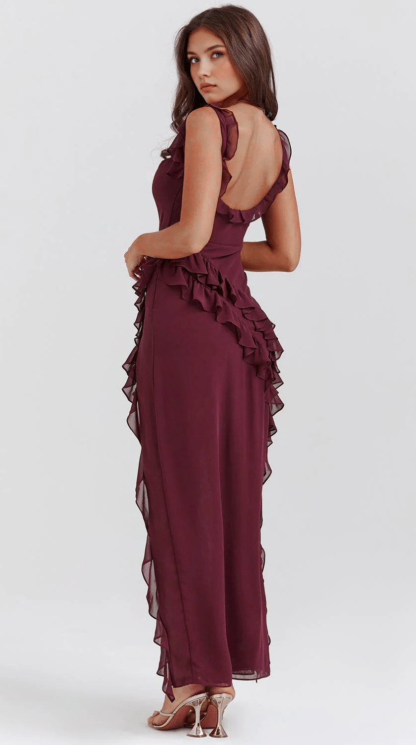 Vestido maxi de caída fluida artesanal