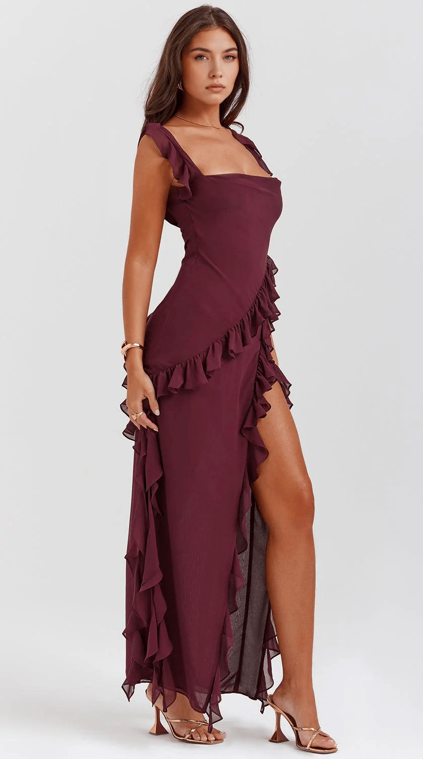 Vestido maxi de caída fluida artesanal