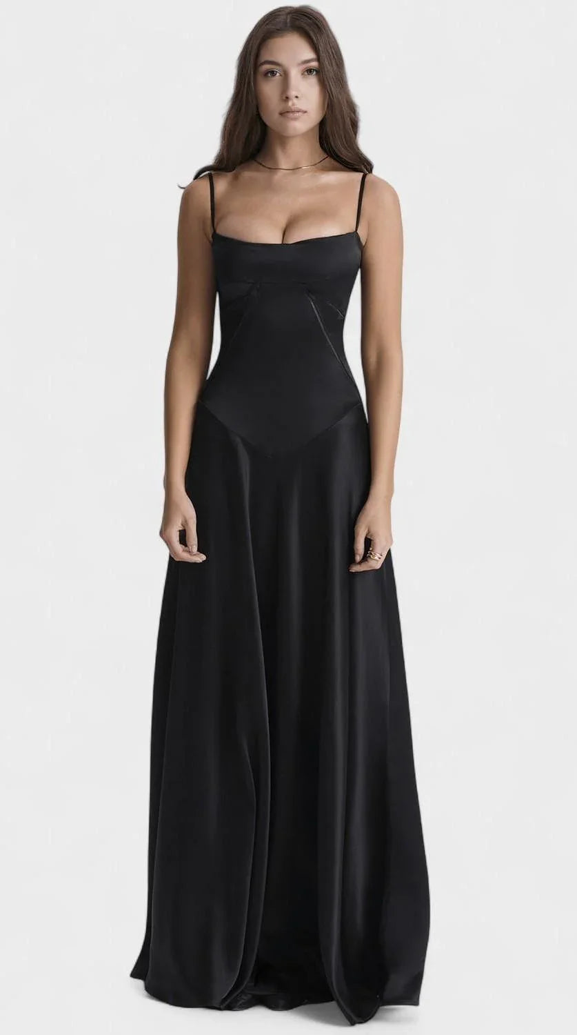 Vestido maxi de corte fluido refinado