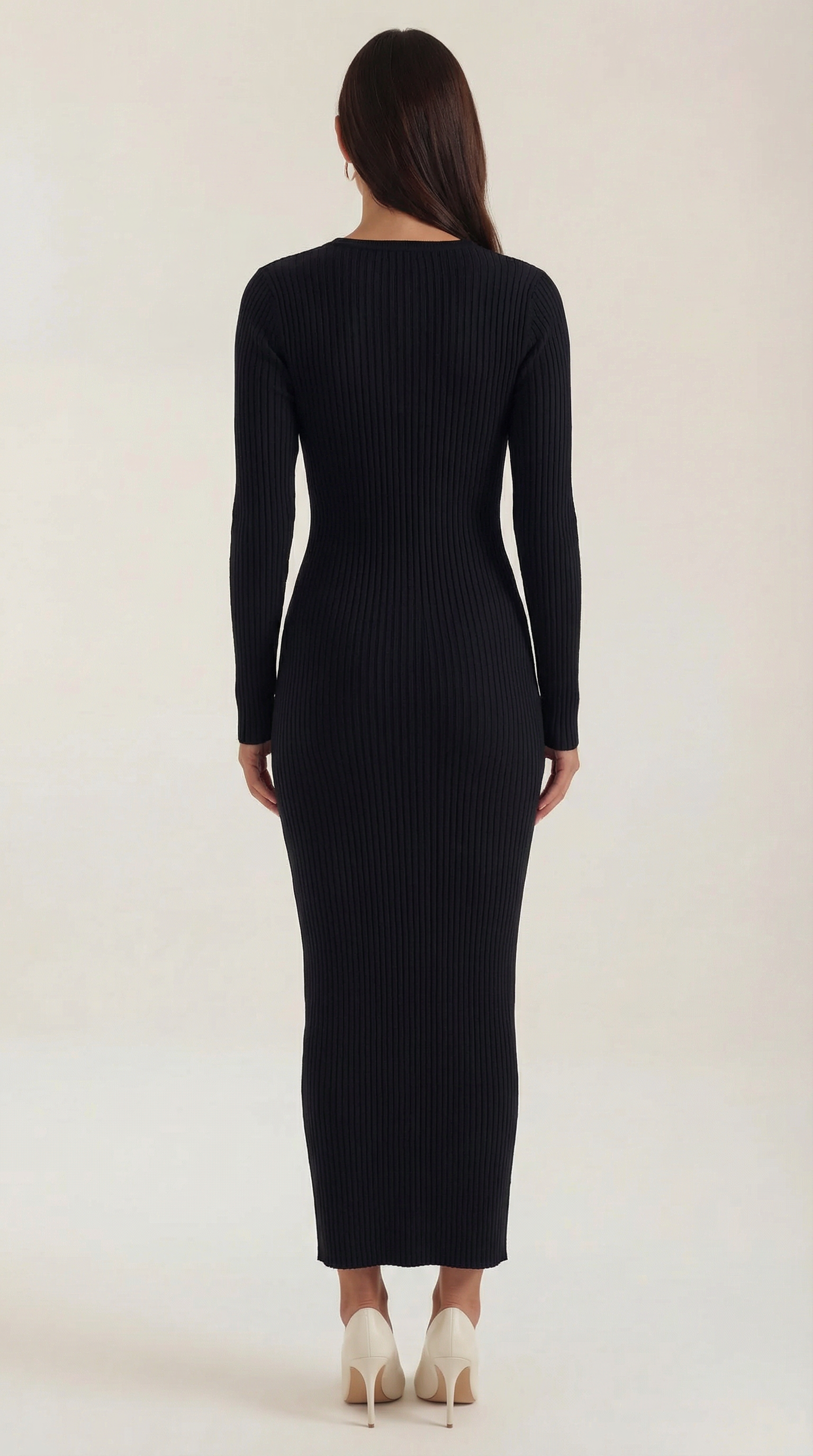 Vestido midi ajustado acanalado