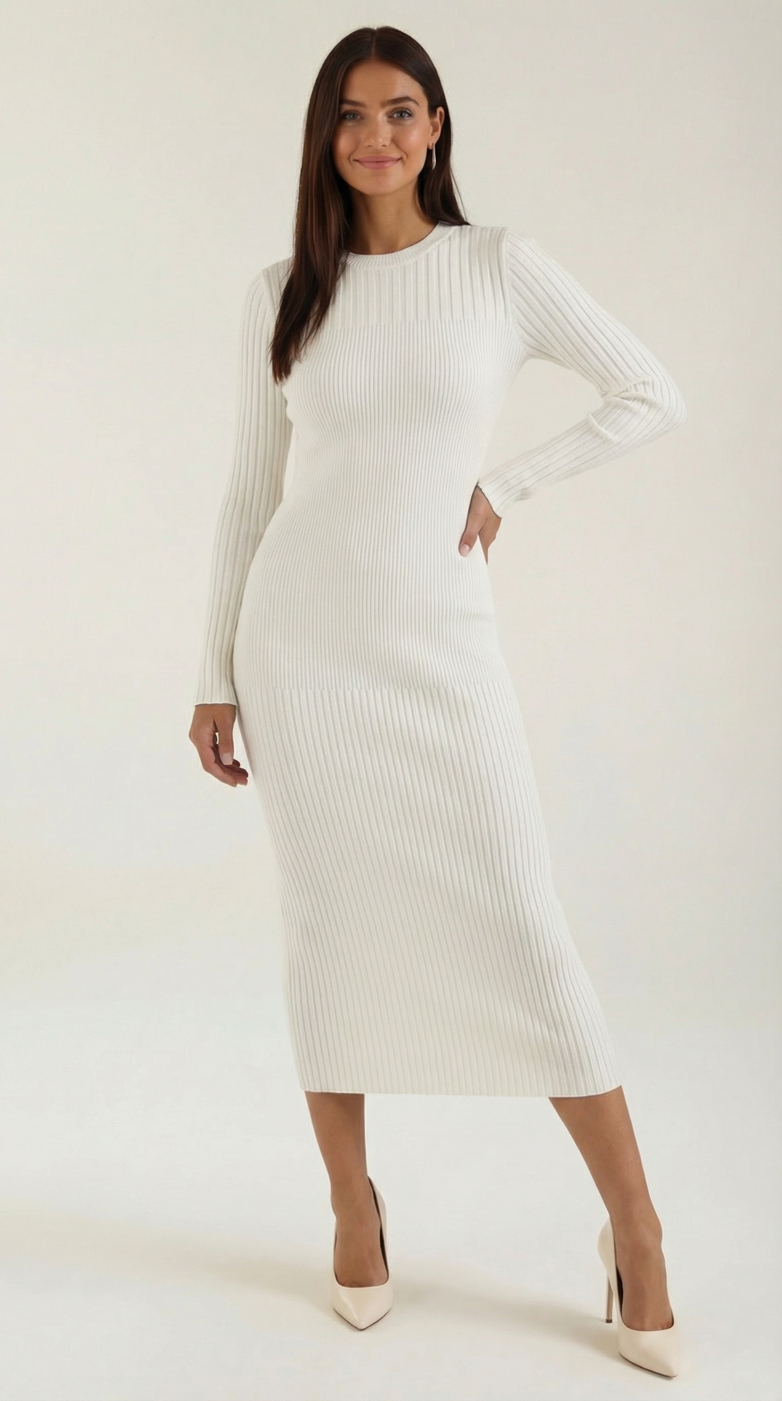 Vestido midi ajustado acanalado