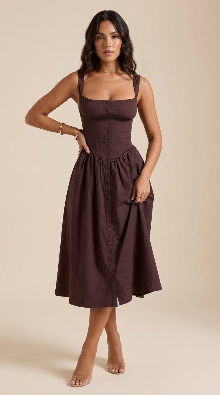 Vestido midi con drapeado elegante