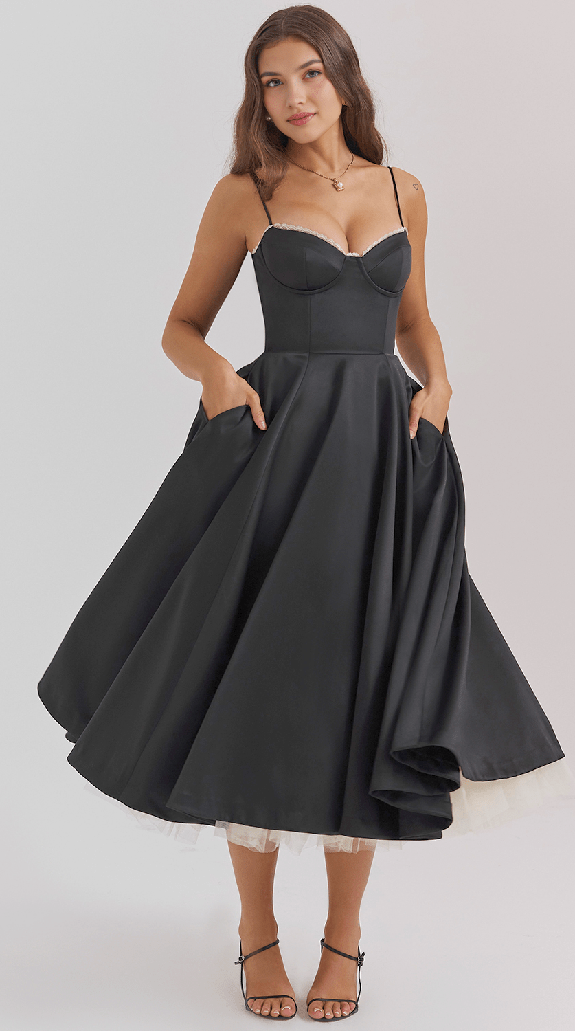 Vestido midi de silueta drapeada