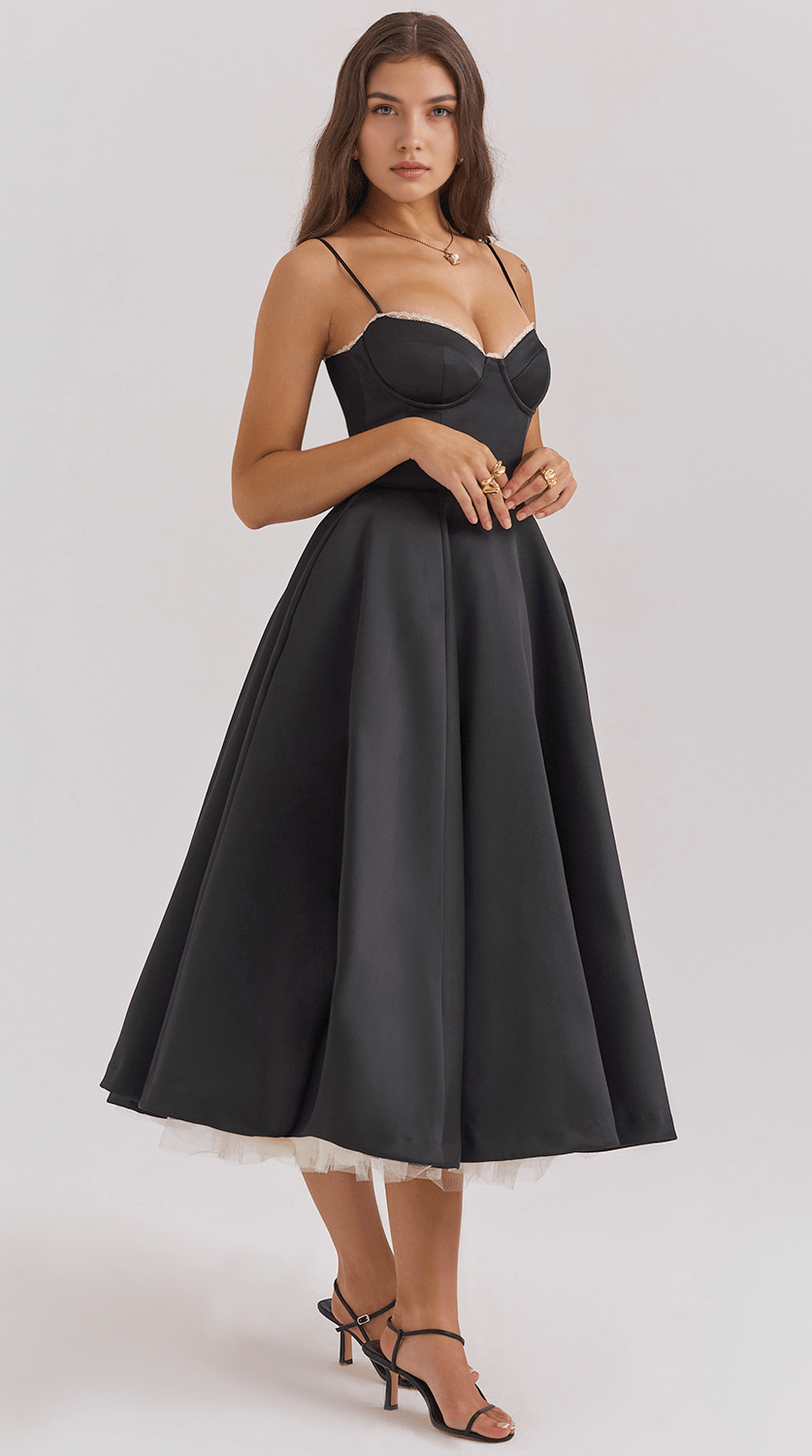 Vestido midi de silueta drapeada