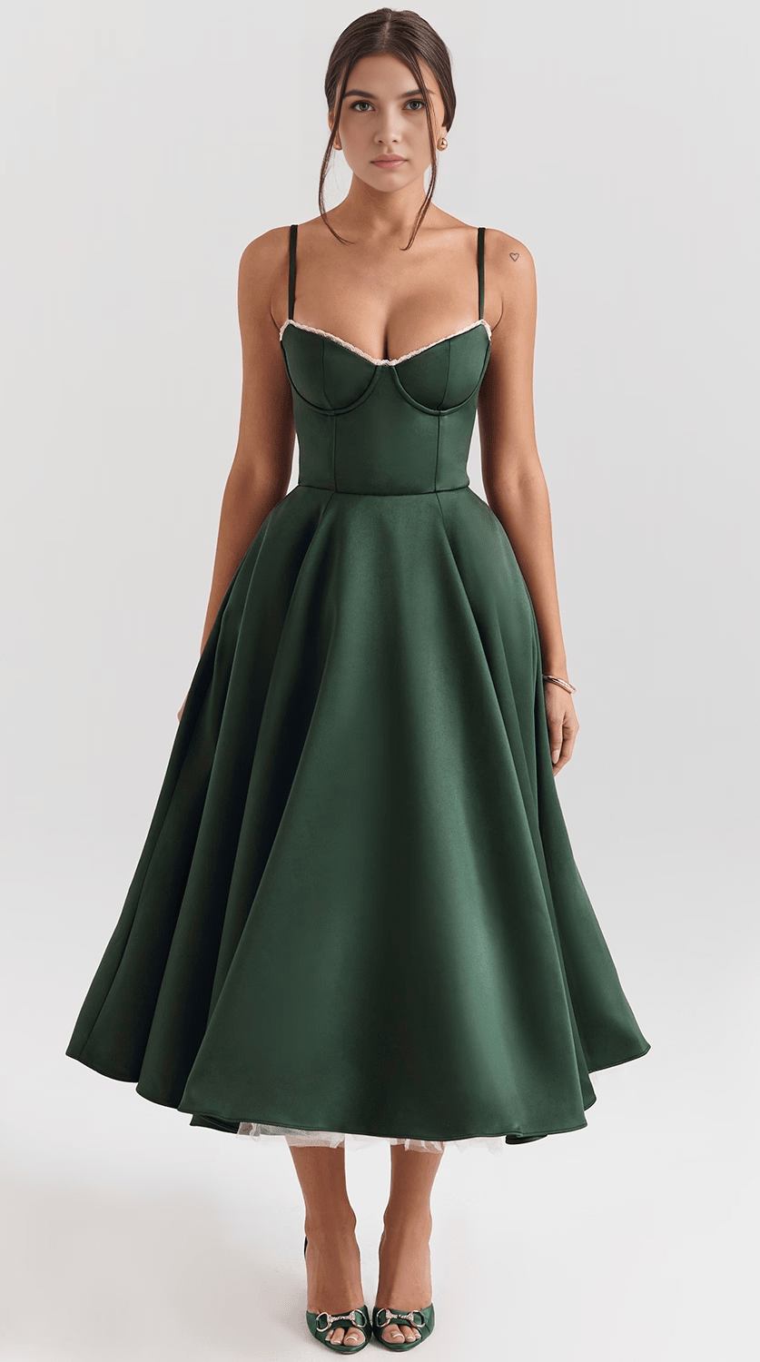 Vestido midi de silueta drapeada