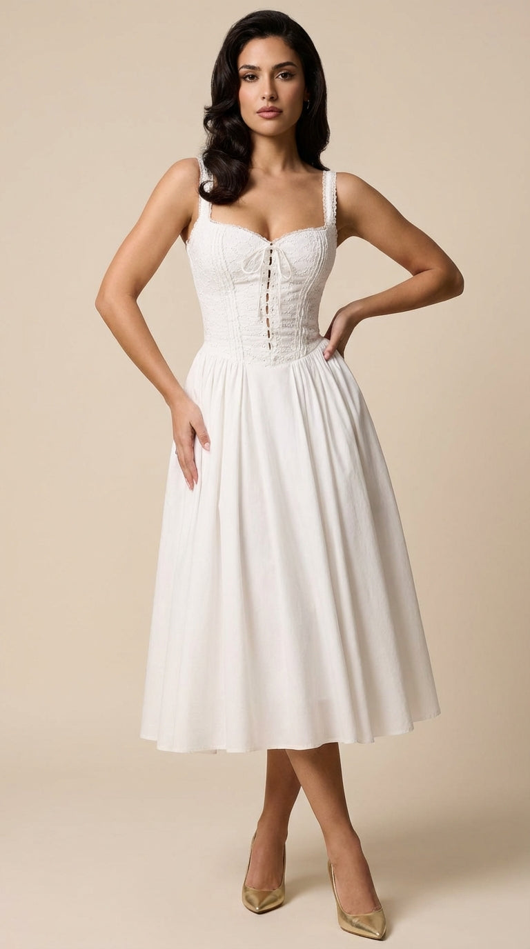 Vestido midi de silueta drapeada fluida