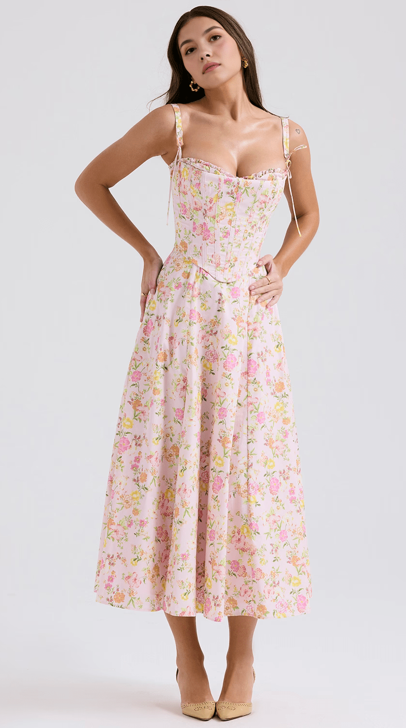 Vestido midi drapeado con cinturón elegante