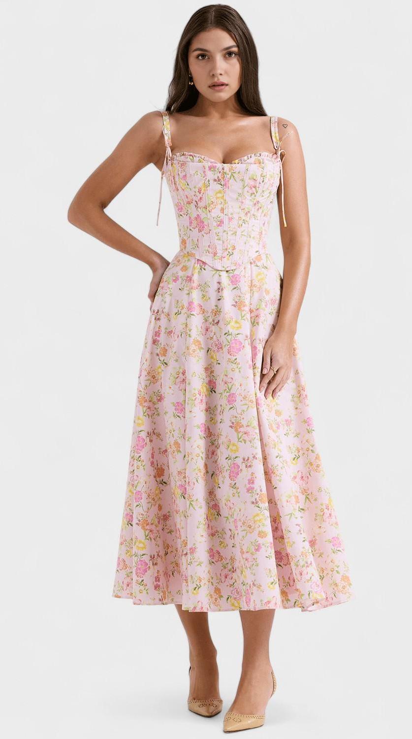 Vestido midi drapeado con cinturón elegante