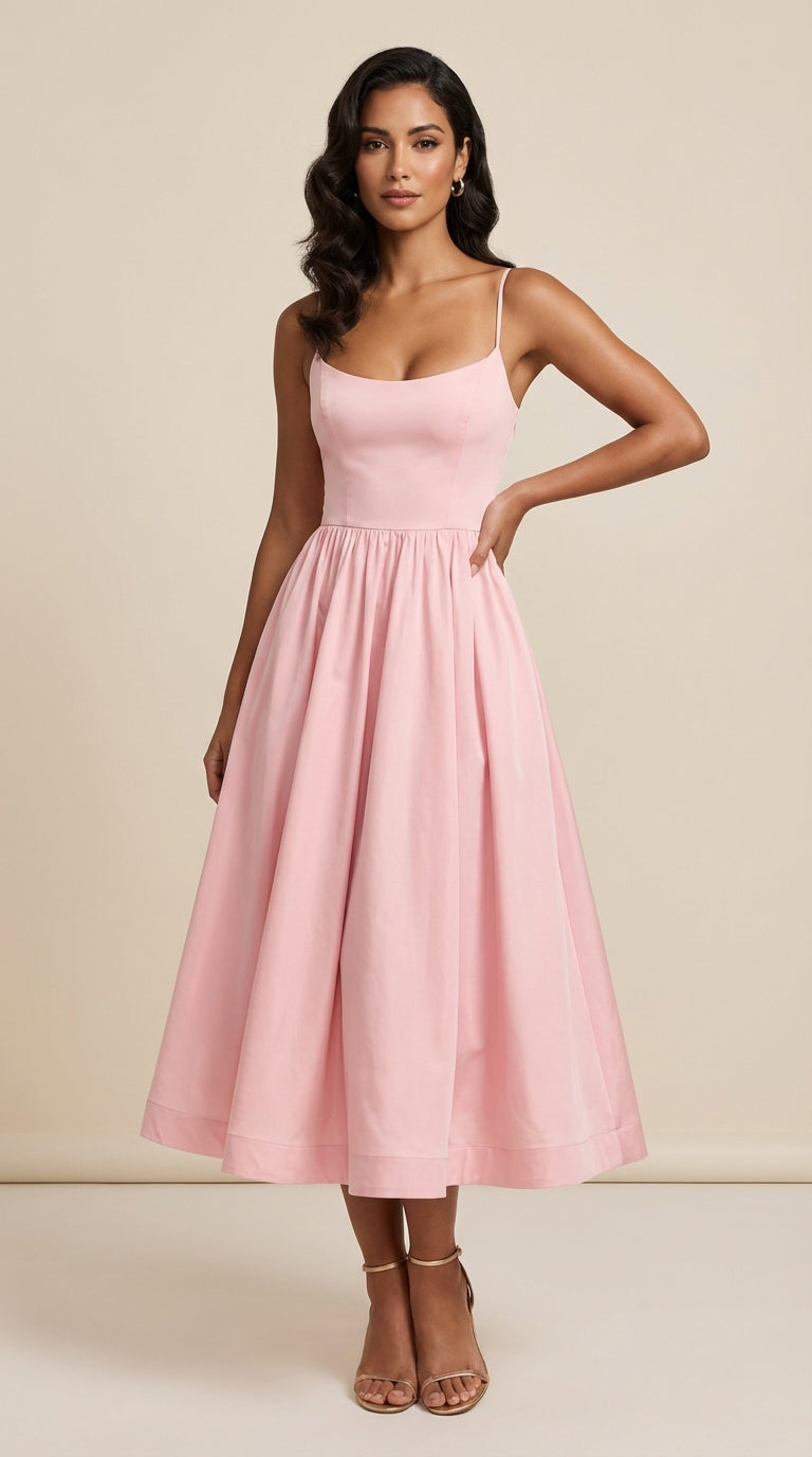 Vestido midi drapeado de estilo sofisticado