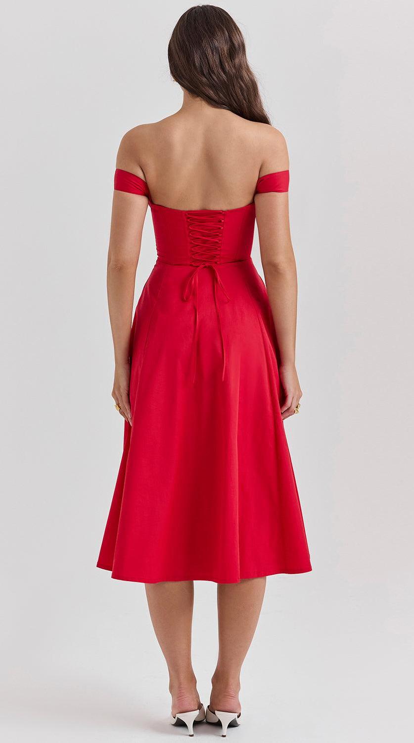 Vestido midi drapeado de silueta atemporal