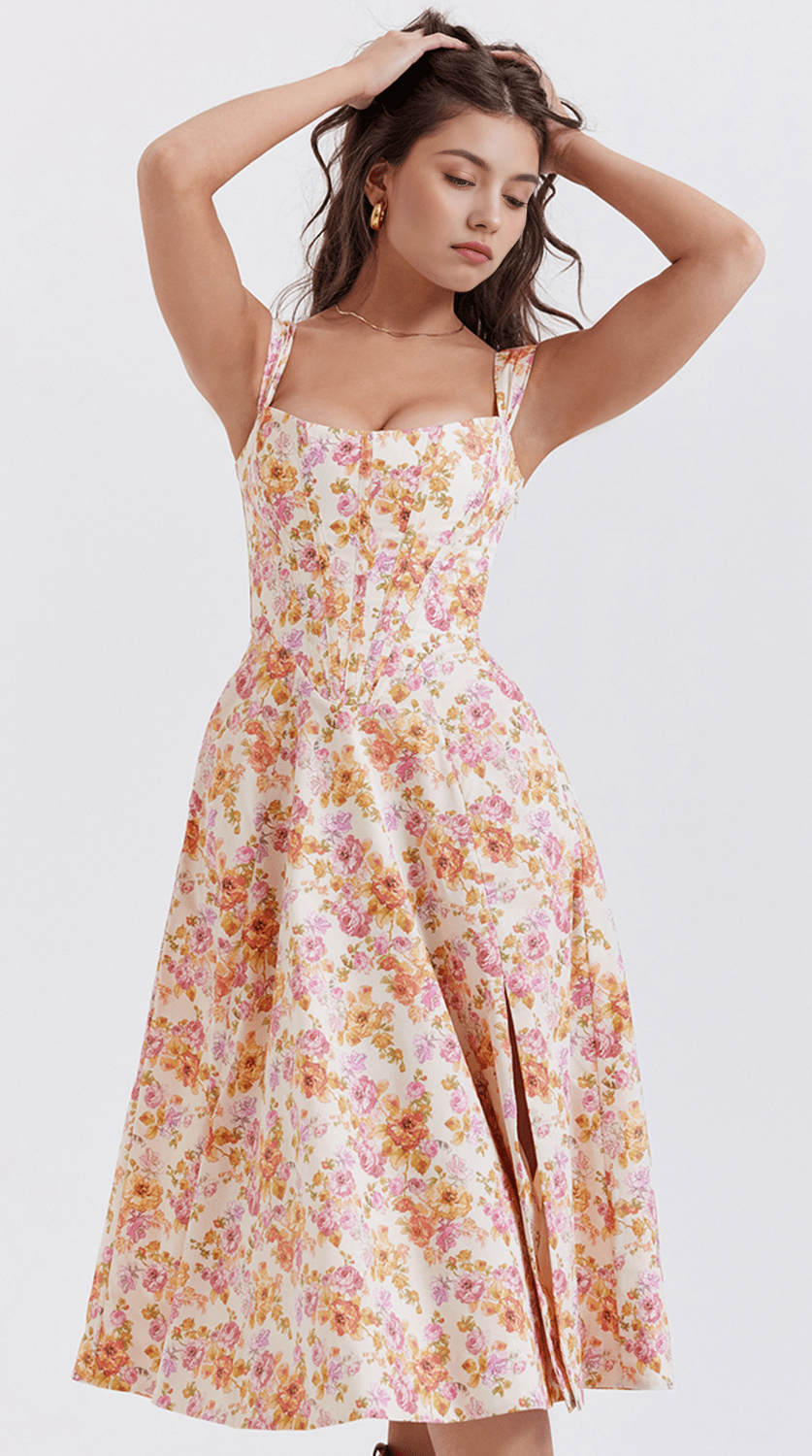 Vestido midi drapeado de silueta atemporal