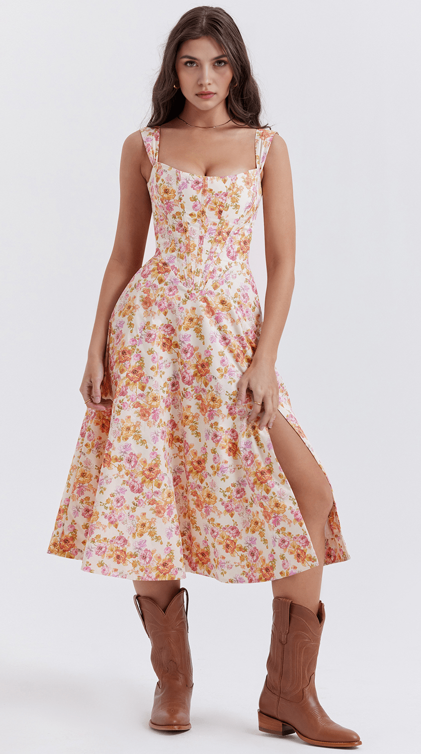 Vestido midi drapeado de silueta atemporal
