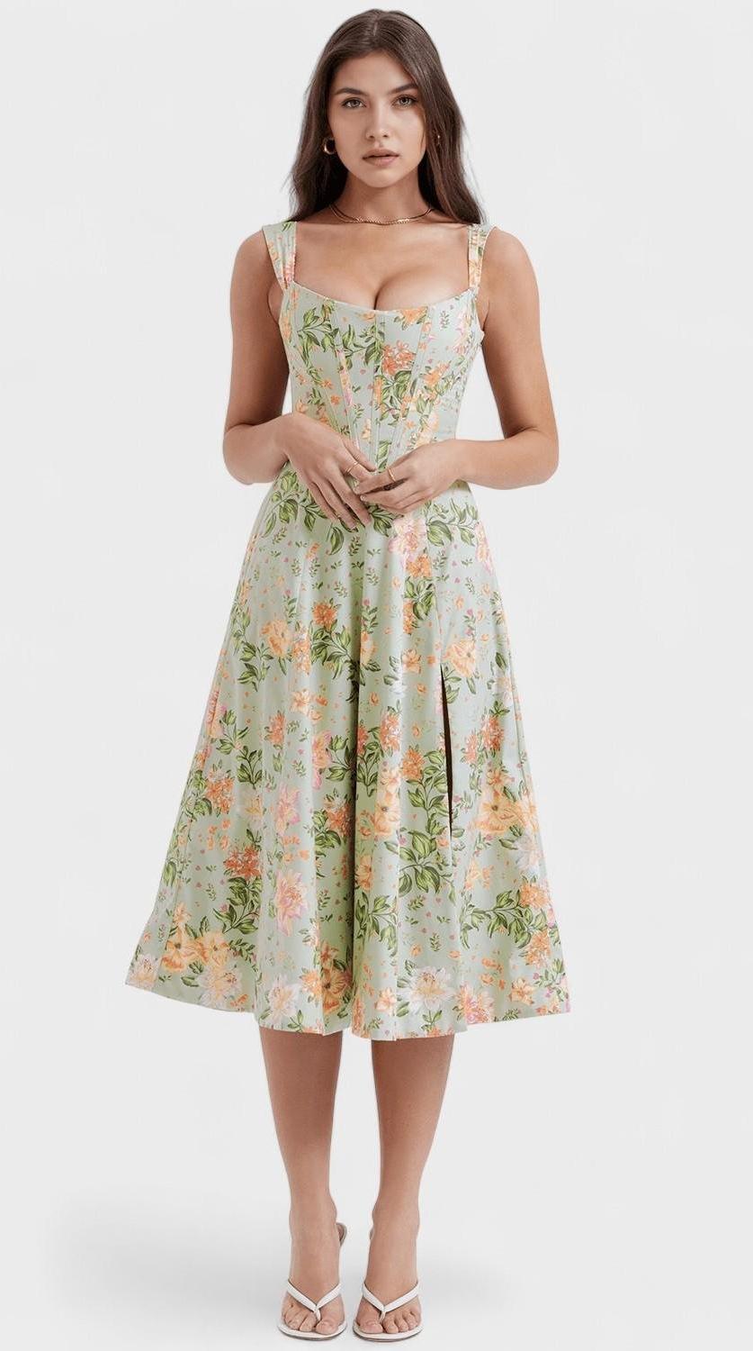 Vestido midi drapeado de silueta atemporal