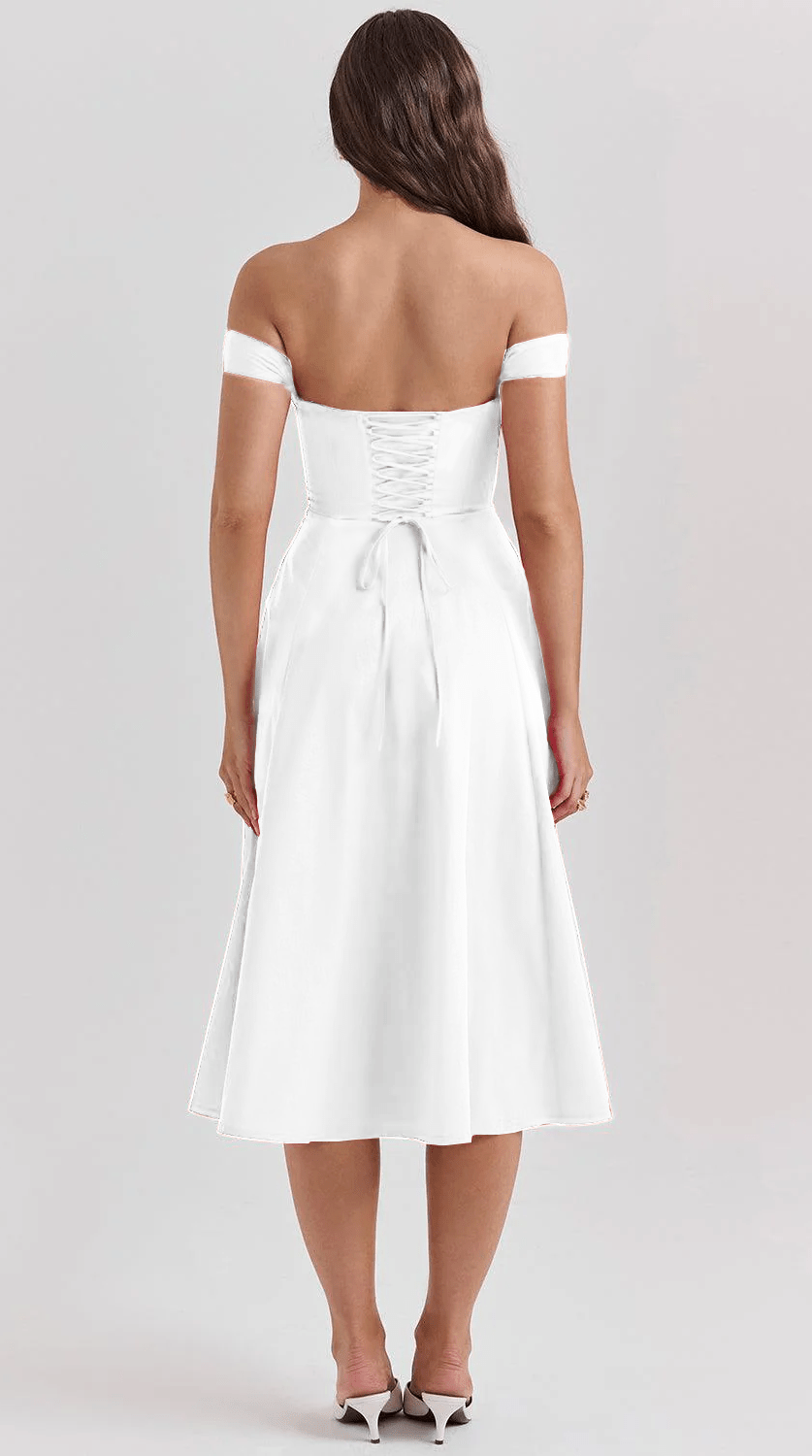 Vestido midi drapeado de silueta atemporal