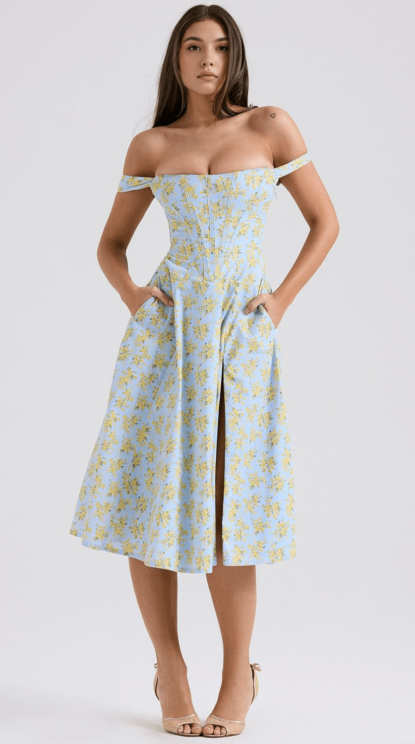 Vestido midi drapeado de silueta atemporal