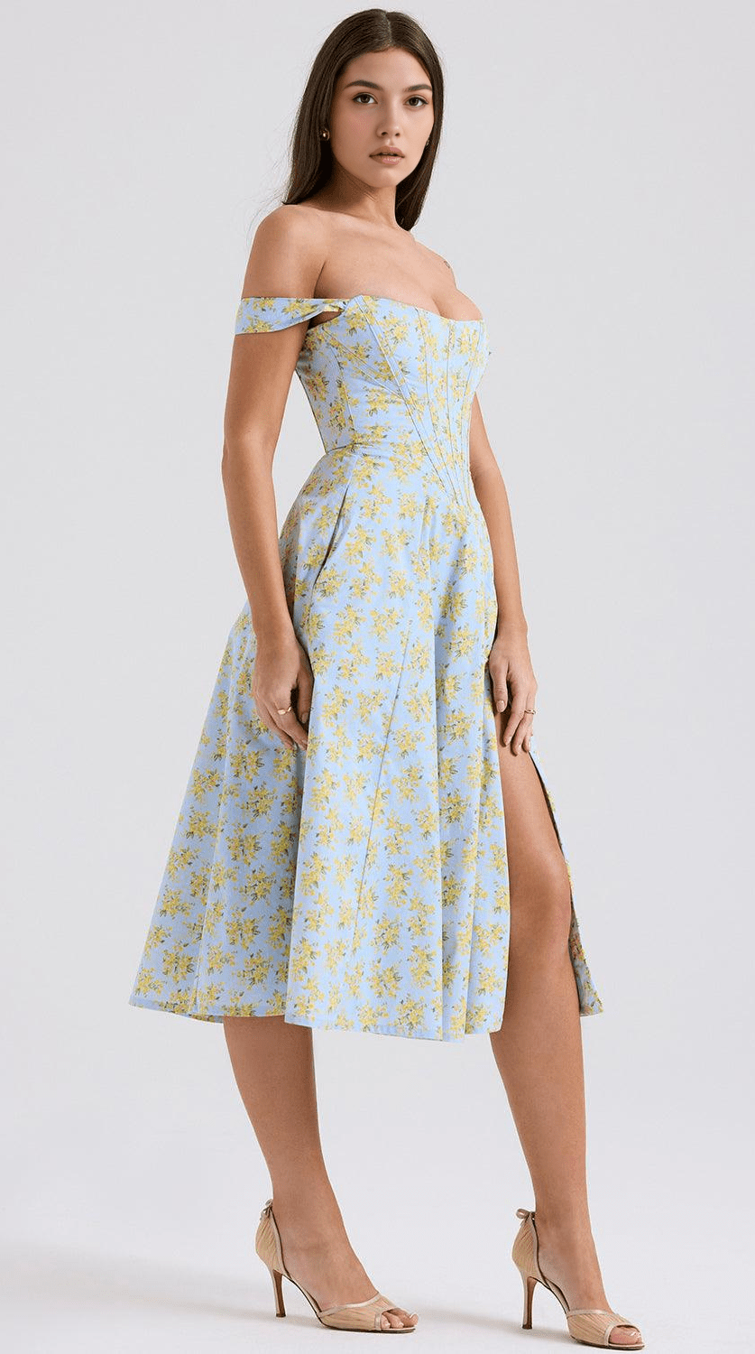 Vestido midi drapeado de silueta atemporal