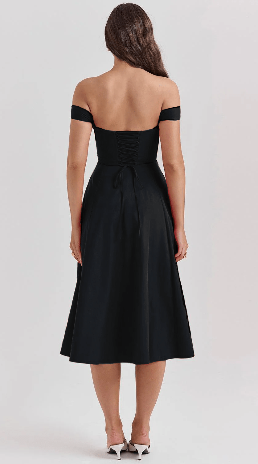 Vestido midi drapeado de silueta atemporal