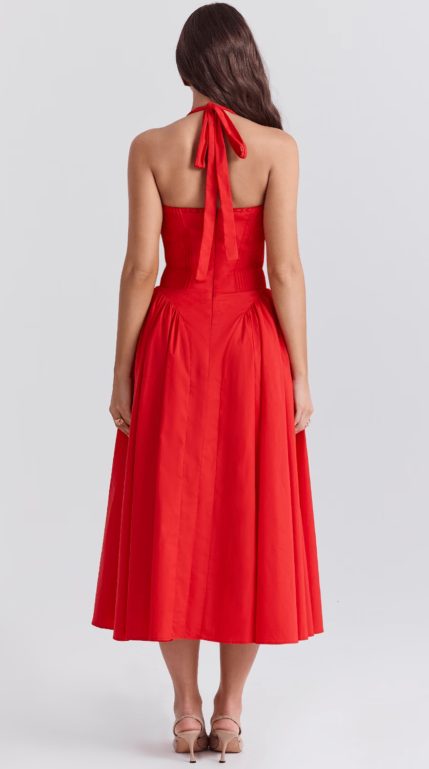 Vestido midi drapeado de silueta fluida para eventos