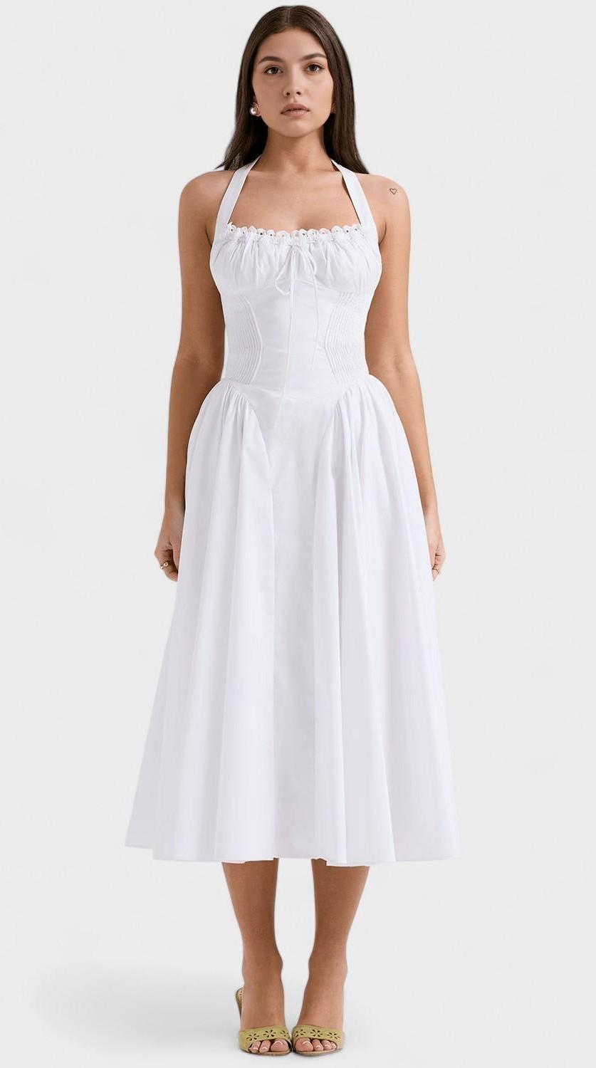 Vestido midi drapeado de silueta fluida para eventos