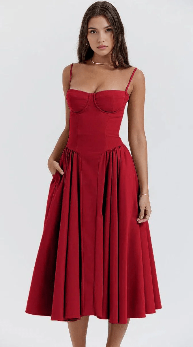 Vestido midi drapeado ligero y elegante