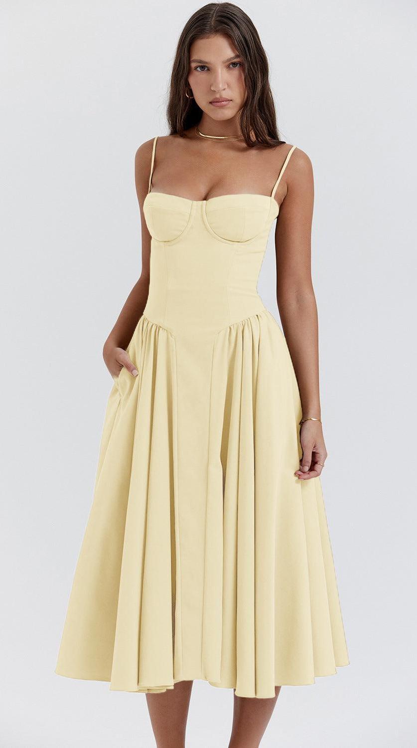 Vestido midi drapeado ligero y elegante