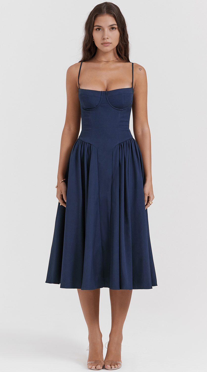 Vestido midi drapeado ligero y elegante