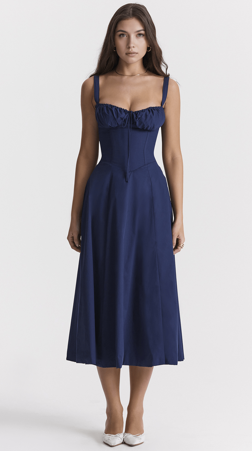 Vestido midi drapeado versátil