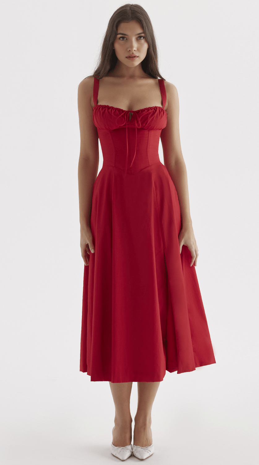 Vestido midi drapeado versátil