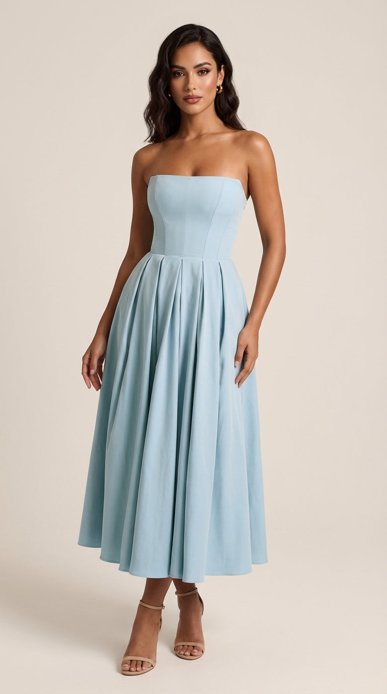 Vestido midi fluido con movimiento natural