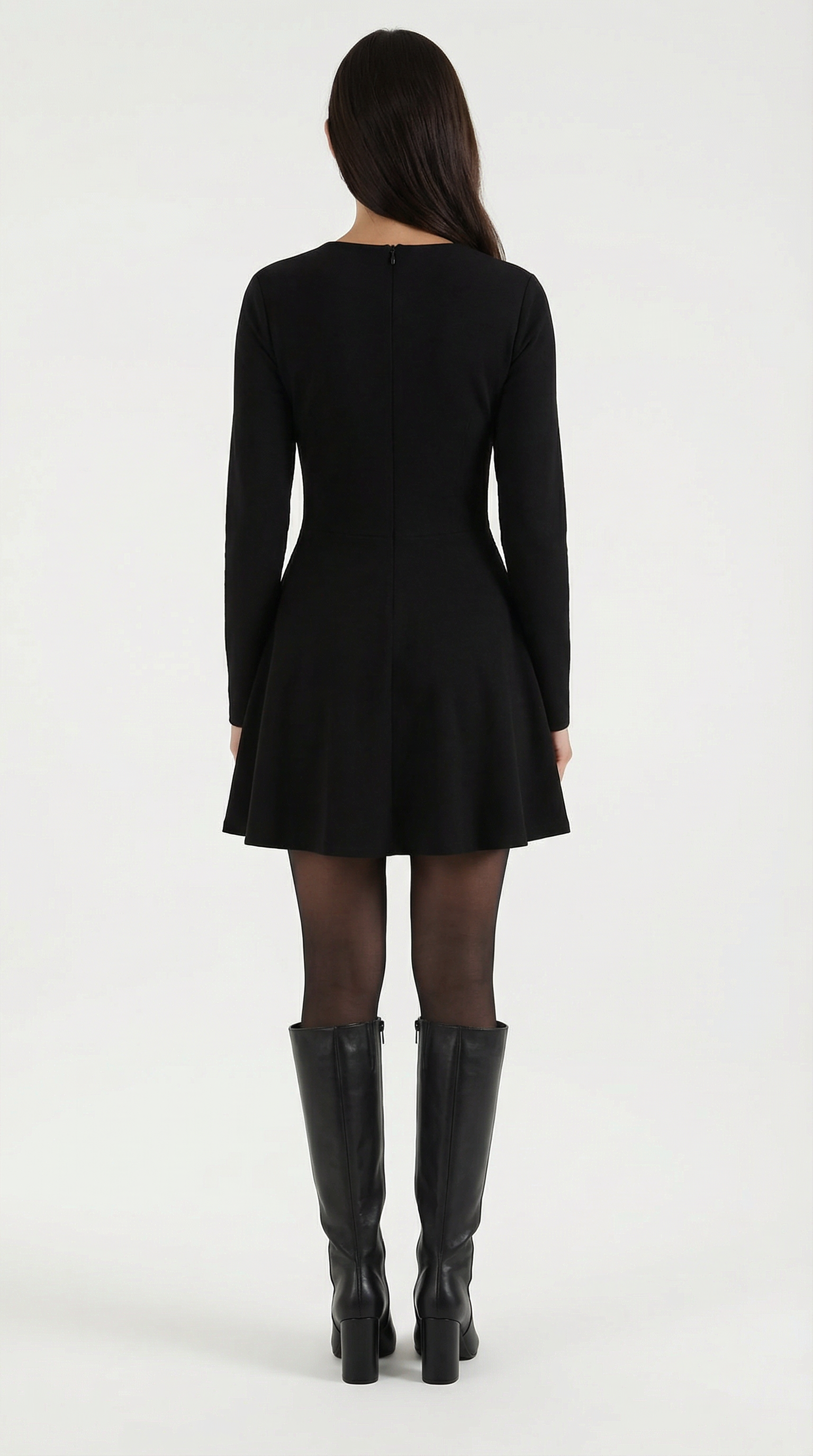 Vestido mini de manga larga con pliegues