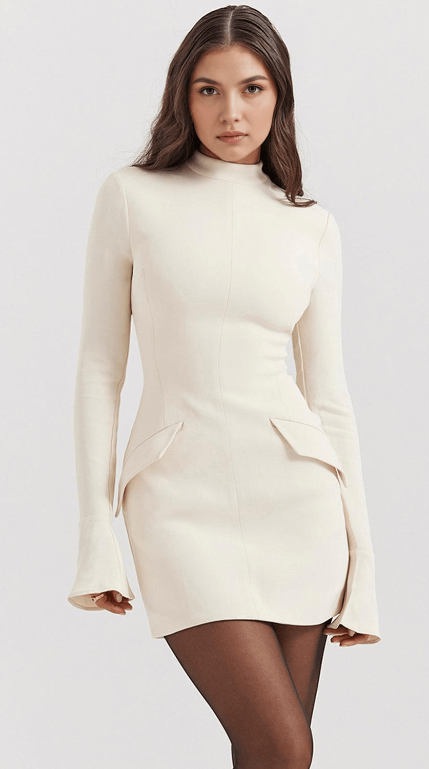 Vestido mini de manga larga elegante