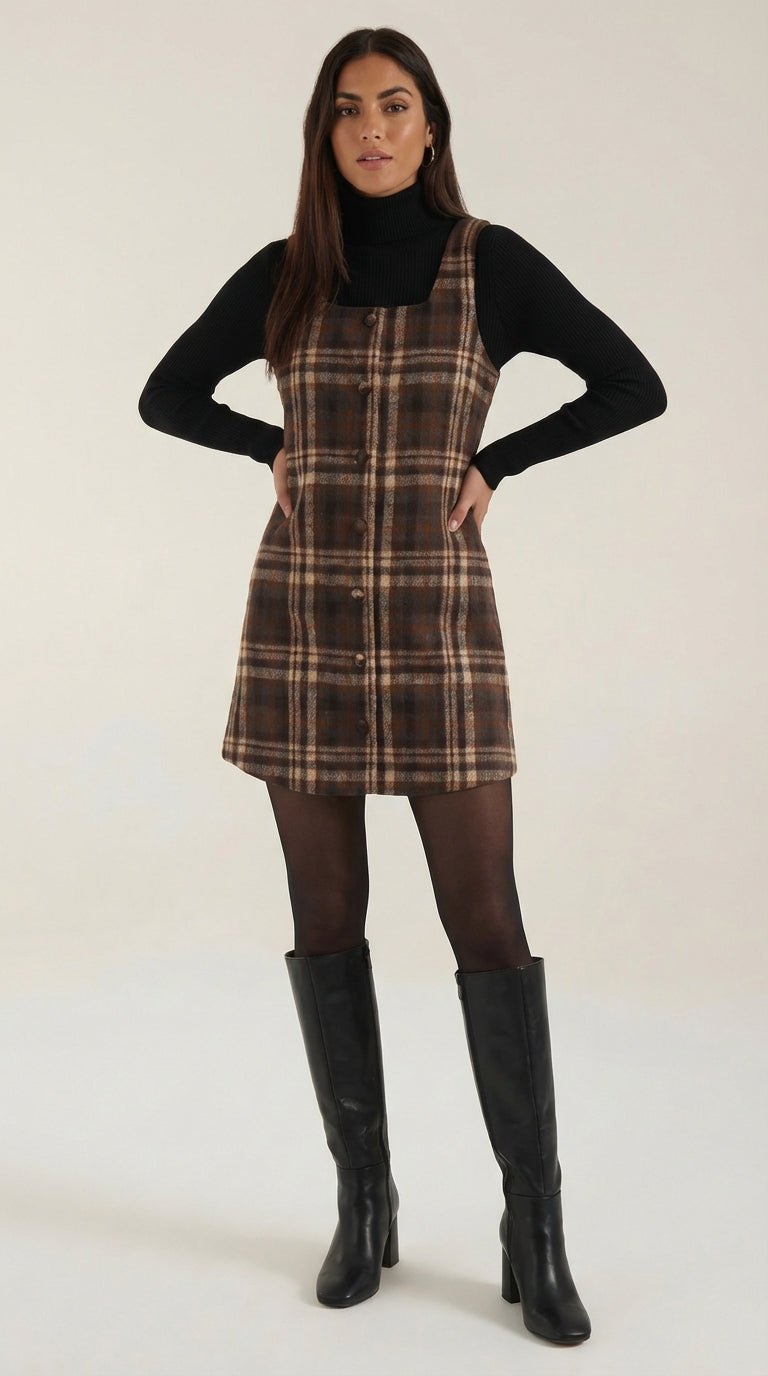 Vestido mini línea A de cuadros