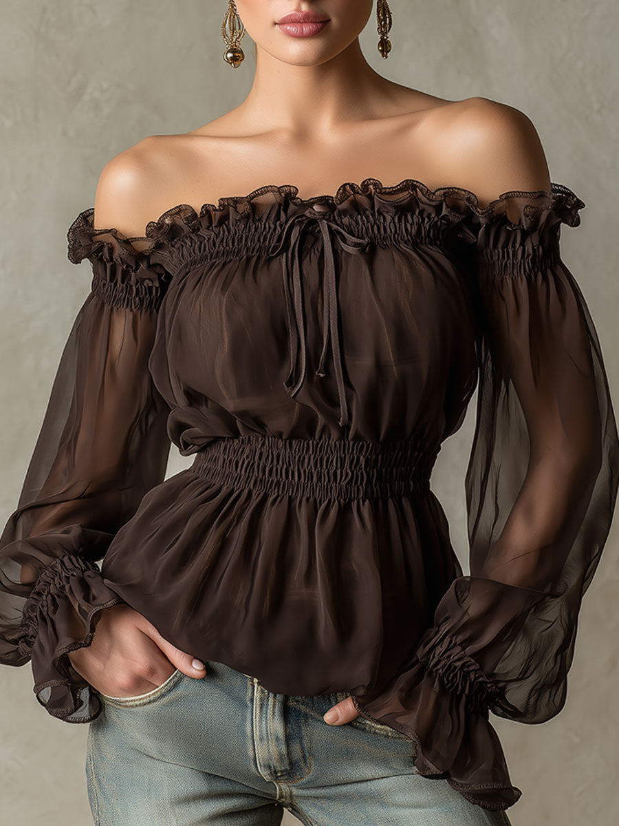 Blusa Marrón con Volantes